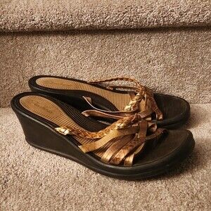 Skechers Cali Women's Rumblers Wild Child Wedge Sandals Brown Size 10